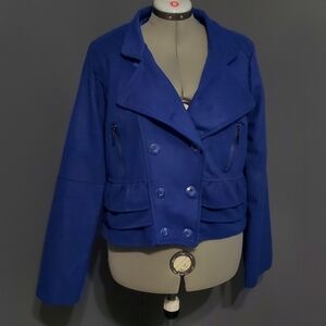 Rue 21 Royal Blue Jacket Wool Blend Short Length